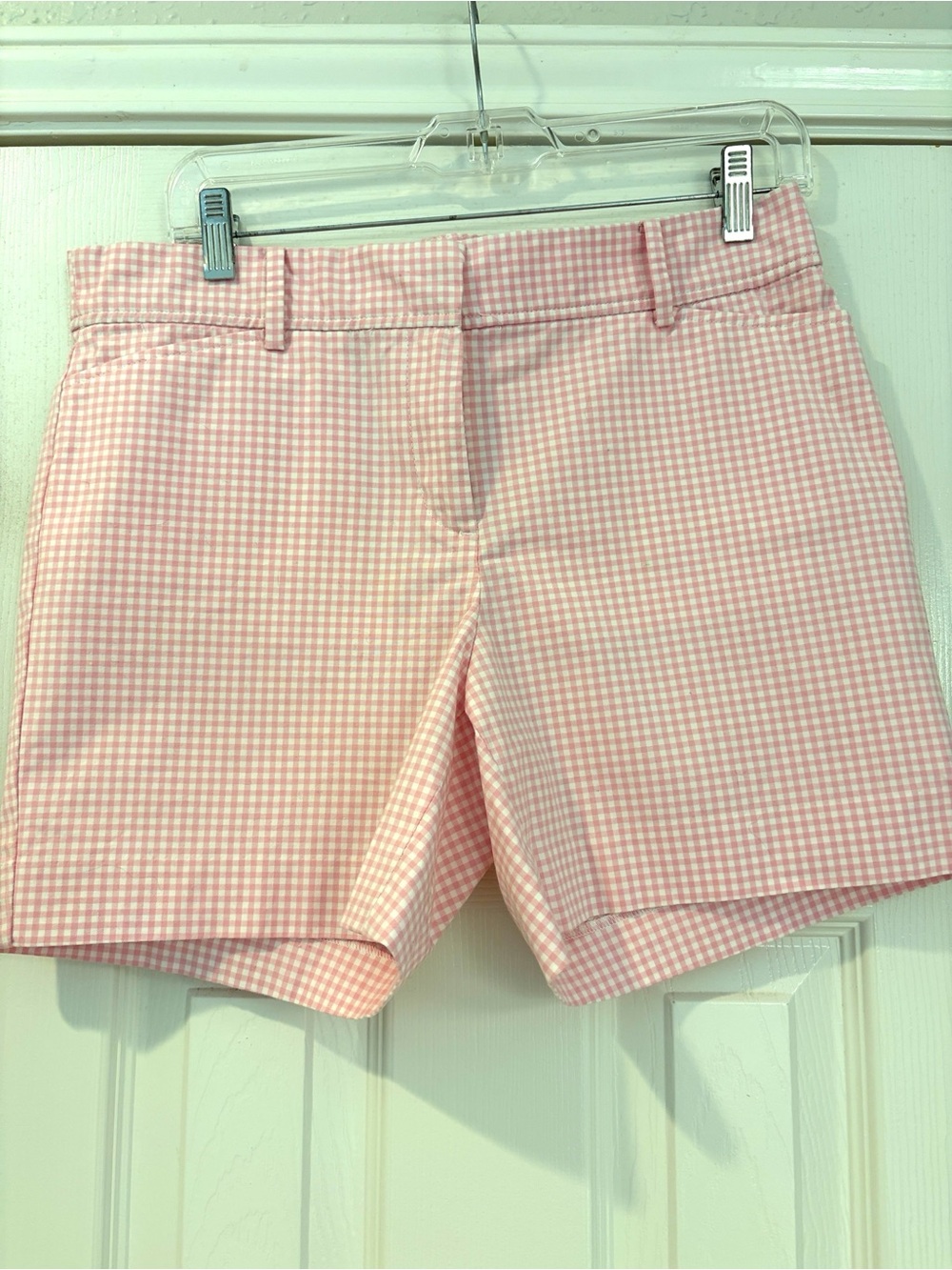 Talbots Pink Gingham Perfect Short with 5 inch inseam.